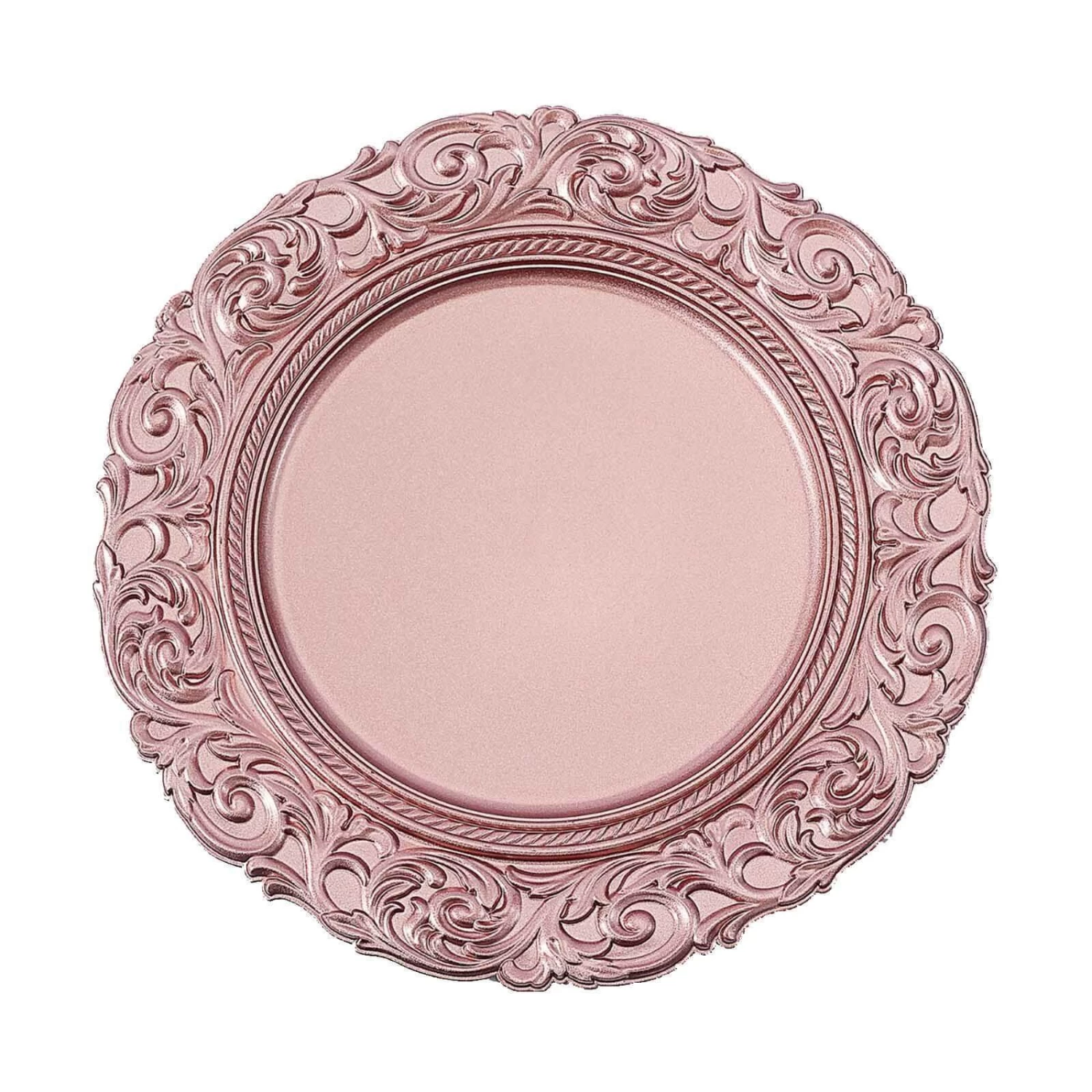 6 Pcs 14 In Metallic Round Baroque Plastic Charger Plates - Image 19