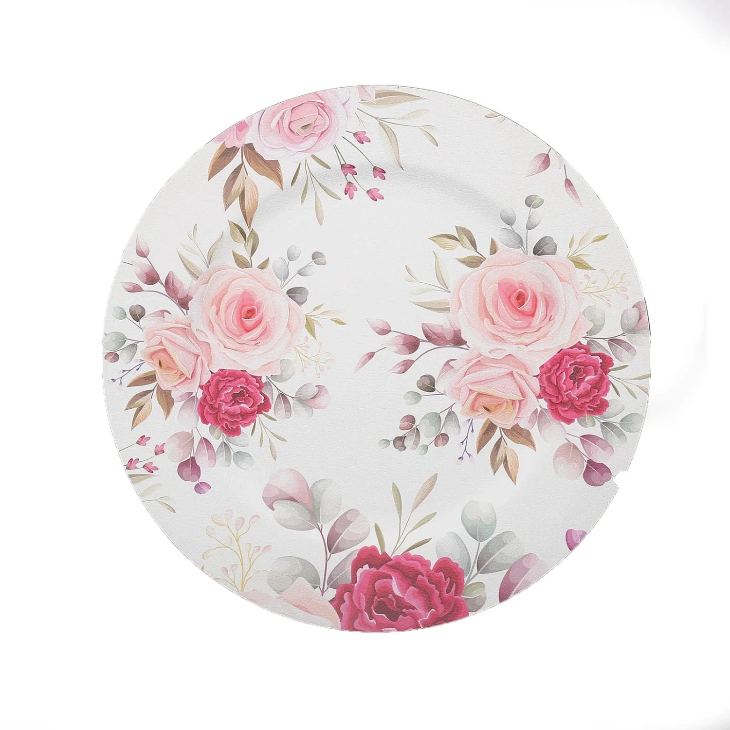 6 Round 13 In Plastic Charger Plates With Assorted Rose Flower Design - Image 9