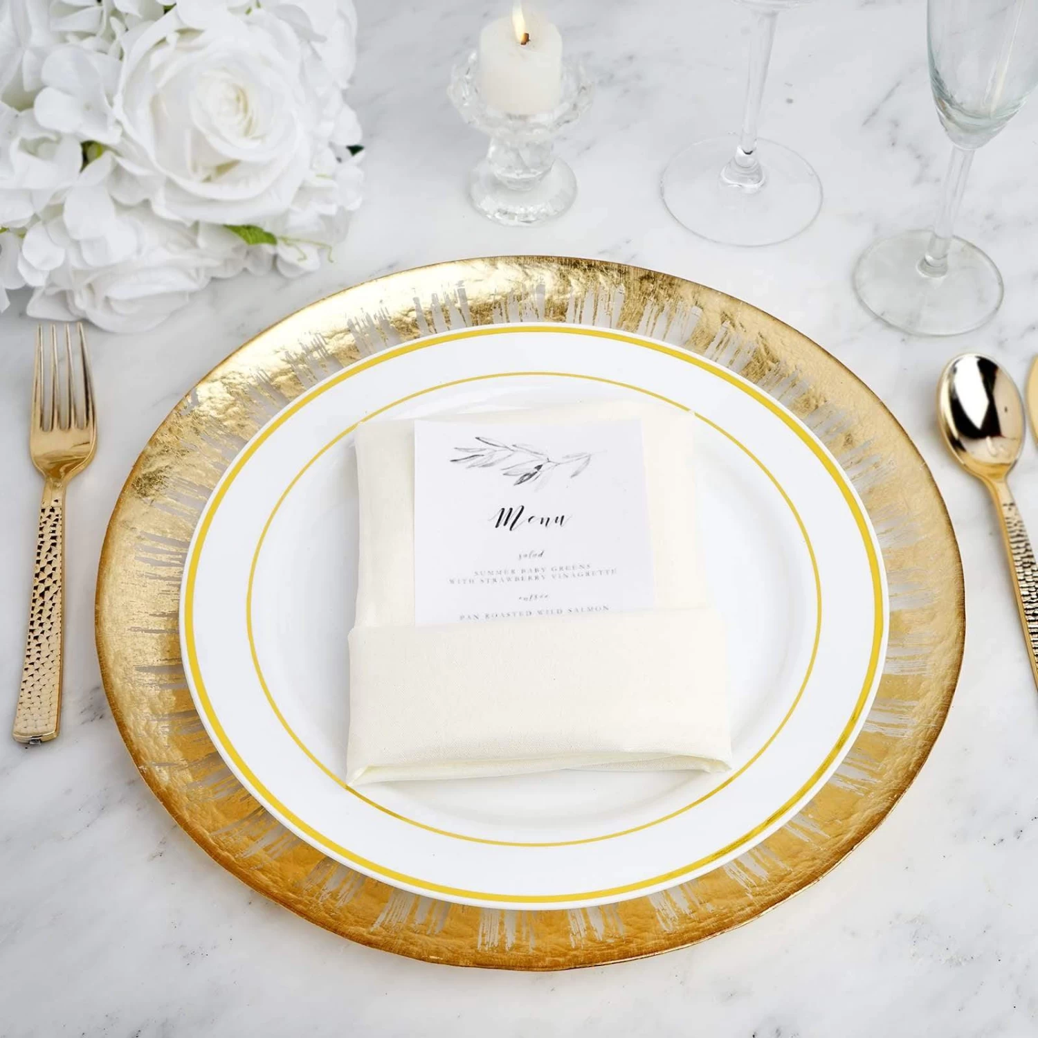 8 Pcs 13 In Rimmed Glass Charger Plates - Image 3