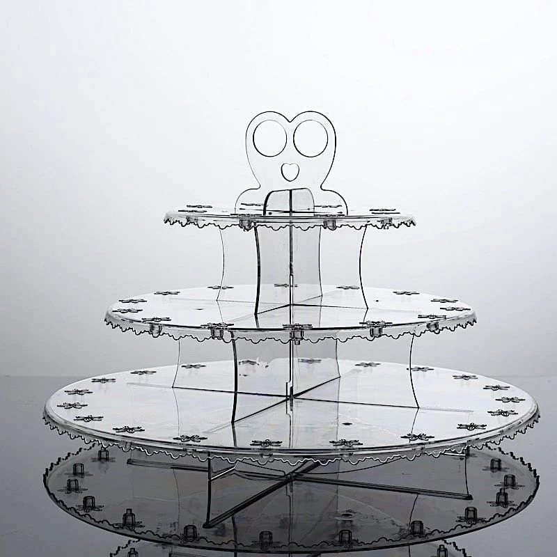 12 In Clear 3-Tier Round Plastic Cake Pop Holder Cupcake Dessert Display Stand - Image 9
