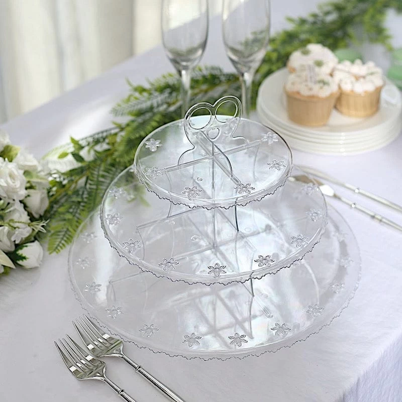 12 In Clear 3-Tier Round Plastic Cake Pop Holder Cupcake Dessert Display Stand