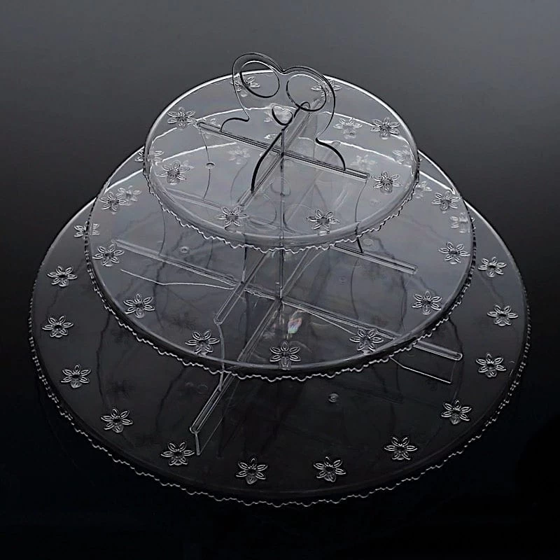 12 In Clear 3-Tier Round Plastic Cake Pop Holder Cupcake Dessert Display Stand - Image 5