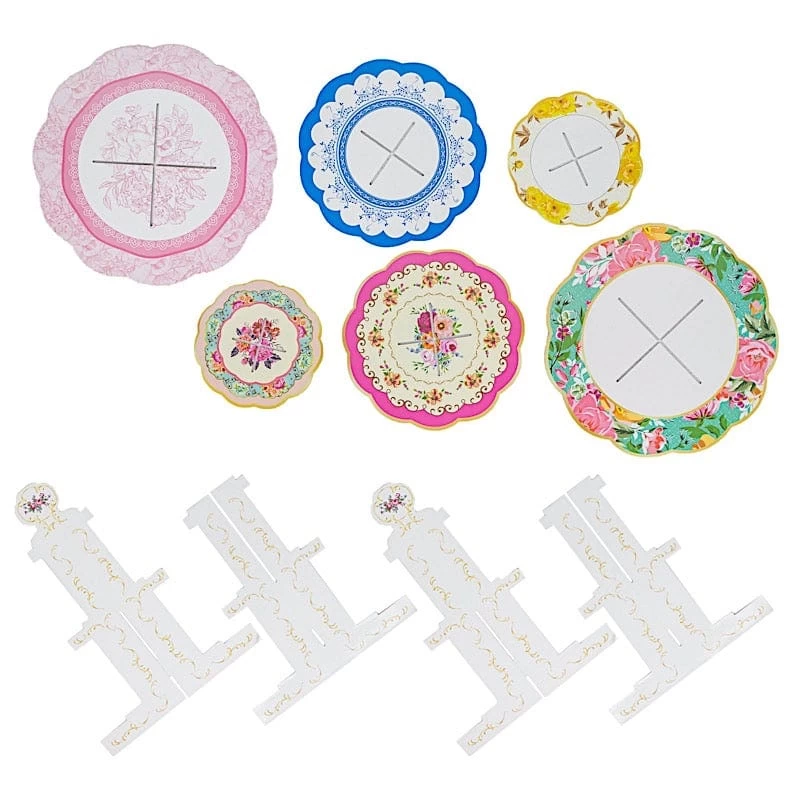 2 Assorted 14 In Round 3 Tier Floral Cupcake Stands Dessert Pedestals - Image 13