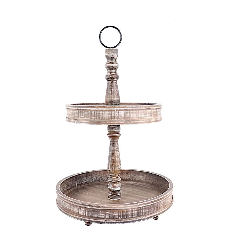 20 In 2 Tier Brown Wooden Dessert Stand Cupcake Serving Tray - Image 11