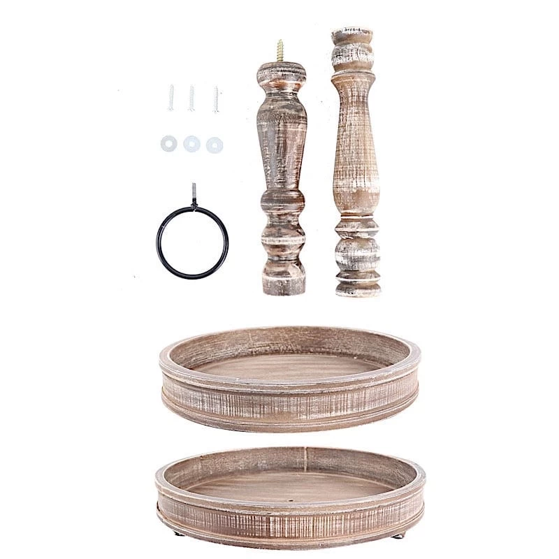 20 In 2 Tier Brown Wooden Dessert Stand Cupcake Serving Tray - Image 6