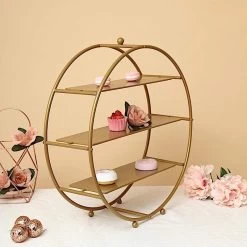 21 In Tall 3 Tier Metal Wheel Cupcake Holder Dessert Display Stand