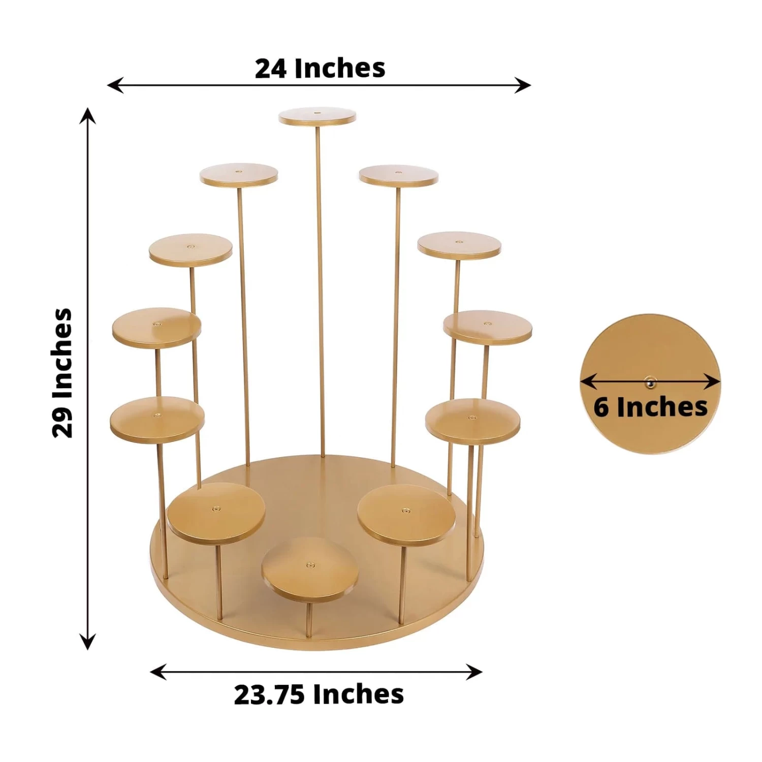 29 In Gold 12 Arm Tiered Round Metal Cupcake Holder Dessert Display Stand - Image 4