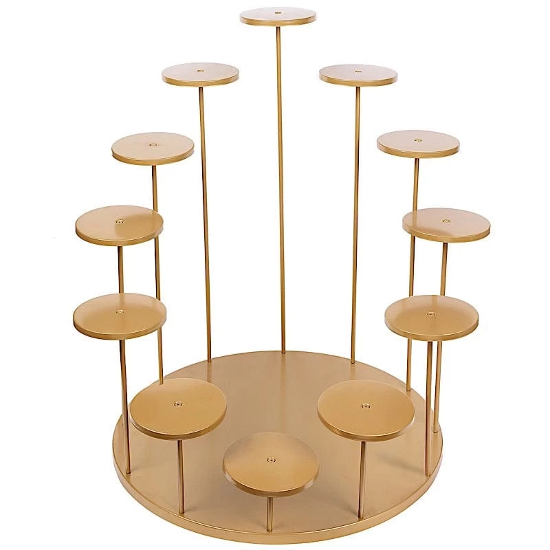 29 In Gold 12 Arm Tiered Round Metal Cupcake Holder Dessert Display Stand - Image 9