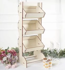 33 In Natural 3 Tier Laser Cut Wooden Cupcake Dessert Display Stand