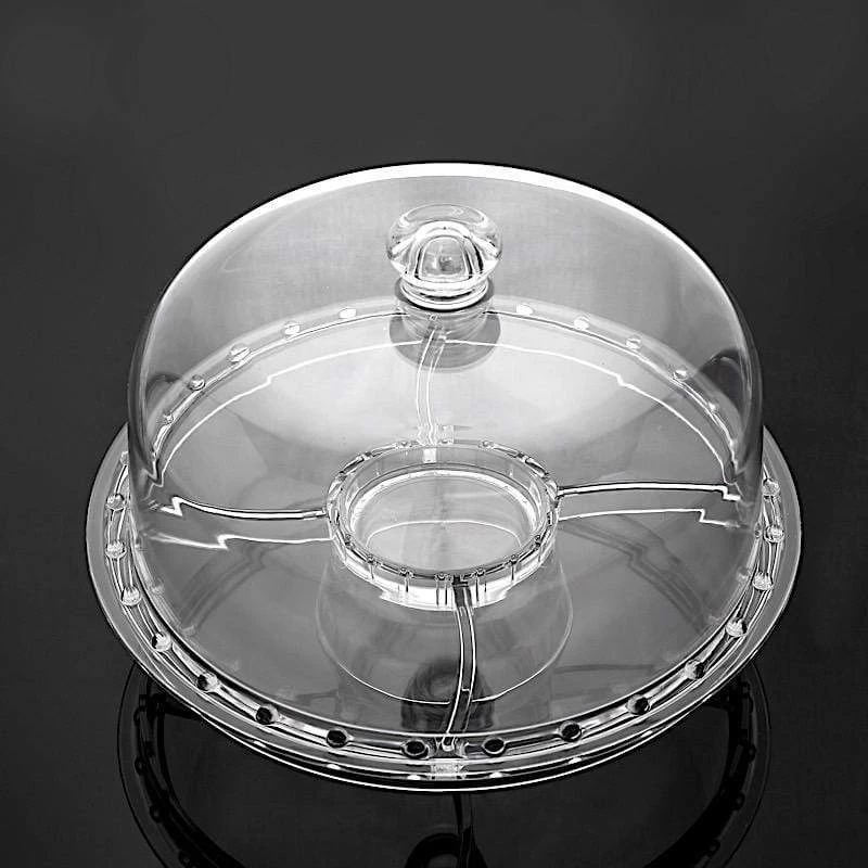12" Clear Acrylic Cake Stand With Dome 6 In 1 Multifunctional Serving Platter - Image 2