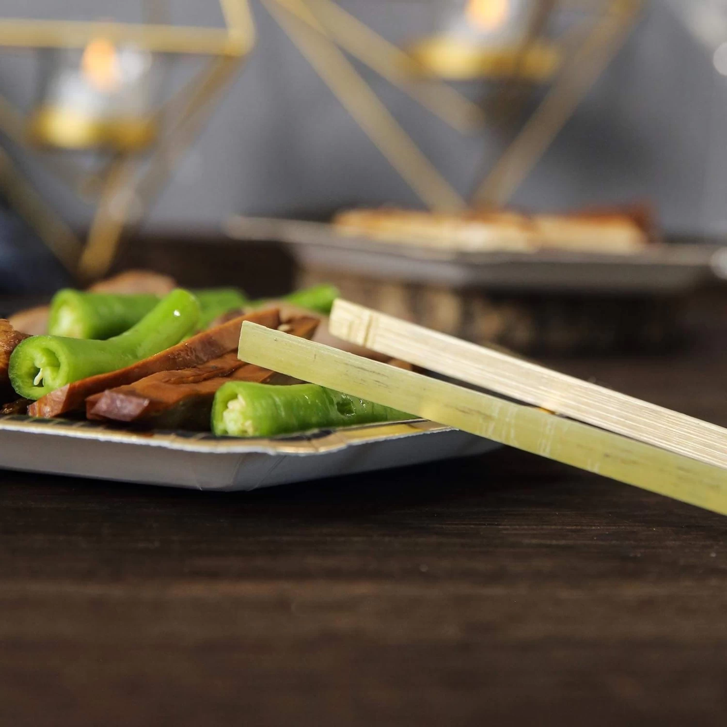 50 Pcs 6 In Long Natural Sustainable Bamboo Disposable Food Serving Tongs - Image 6