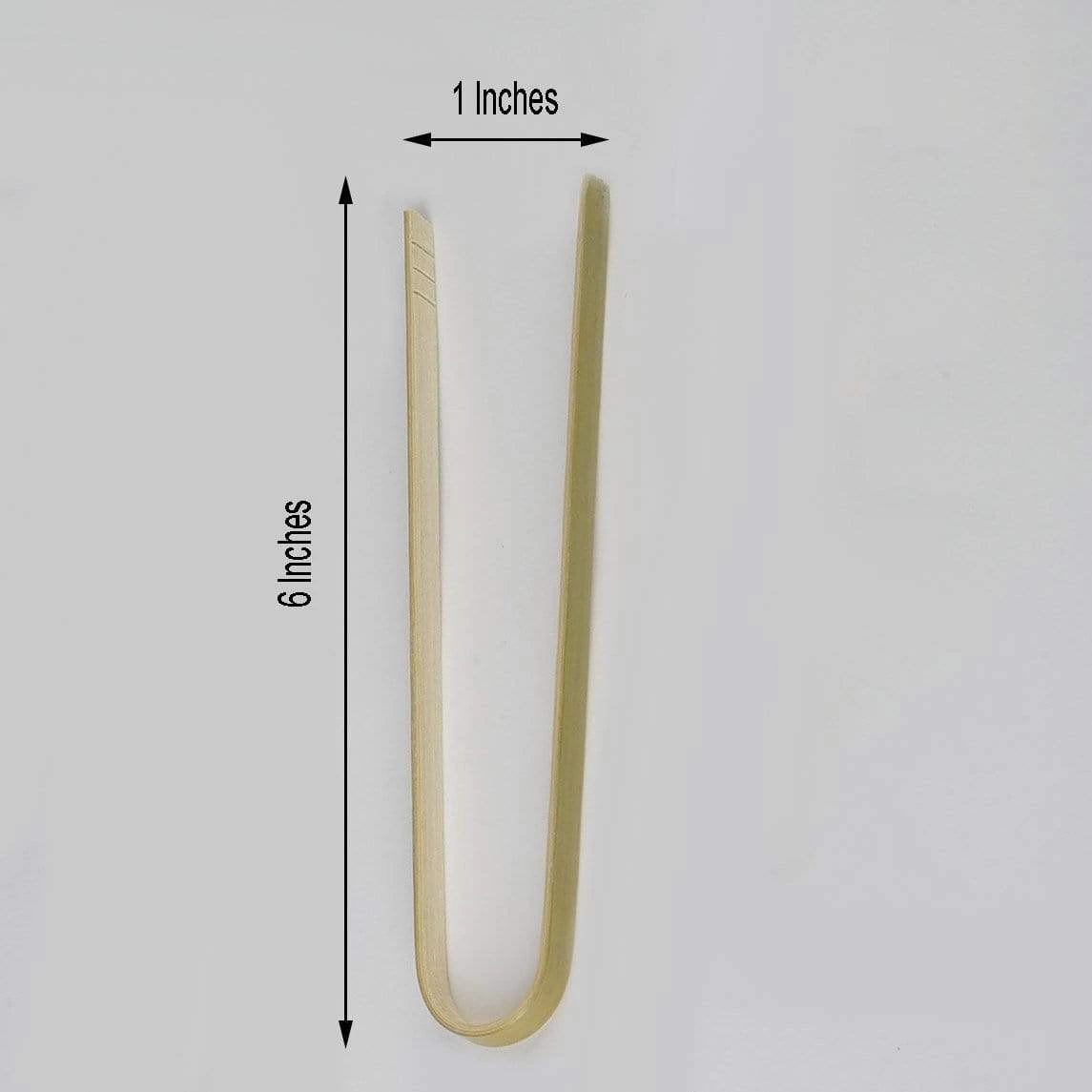 50 Pcs 6 In Long Natural Sustainable Bamboo Disposable Food Serving Tongs - Image 2
