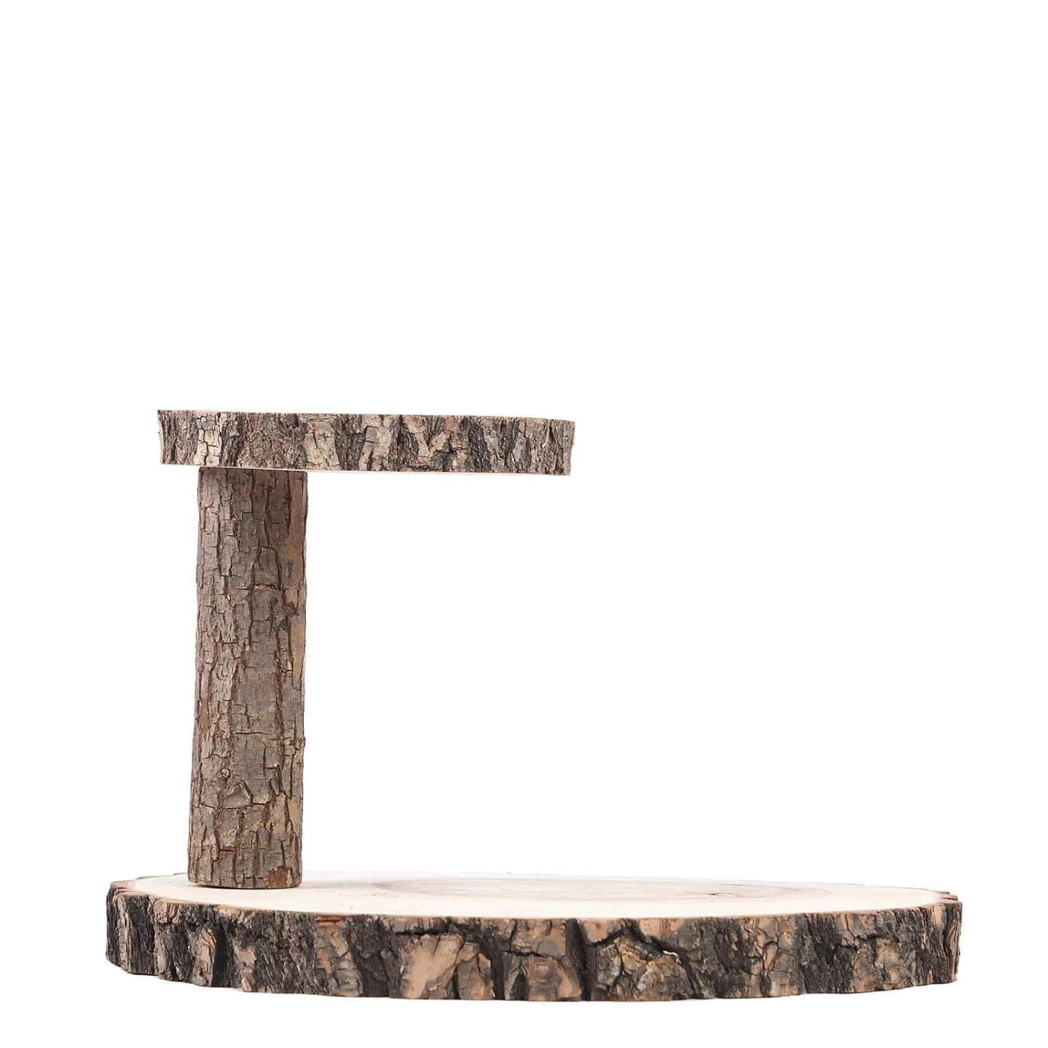 8 In Tall 2 Tier Brown Natural Wood Stand Round Dessert Server Centerpiece - Image 8