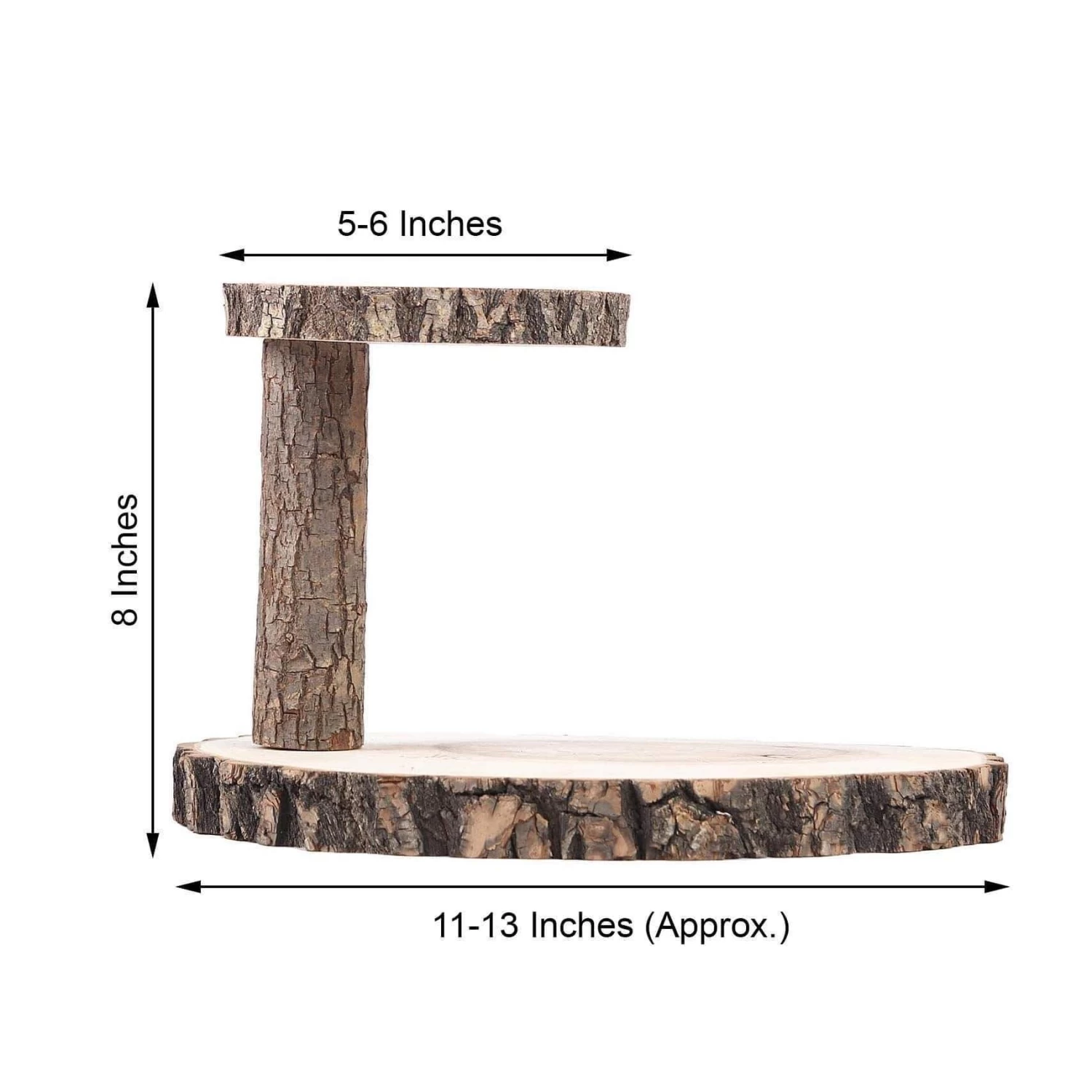 8 In Tall 2 Tier Brown Natural Wood Stand Round Dessert Server Centerpiece - Image 9