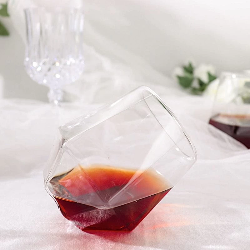 12 Clear 12 Oz Disposable Geometric Plastic Stemless Wine Glasses - Image 9