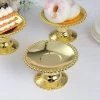 12 Gold 5" Plastic Round Mini Dessert Display Stands Cupcake Pedestals With Beaded Rim
