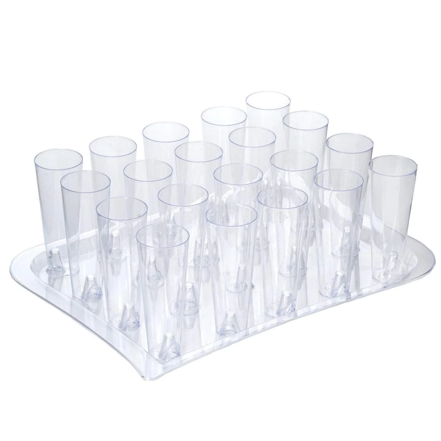 20 Pcs 4 Oz Clear Plastic Disposable Fluted Cups With Display Tray - Image 3