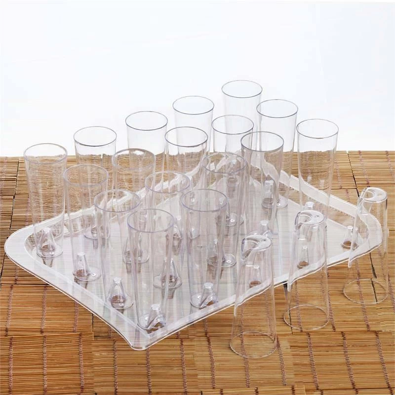 20 Pcs 4 Oz Clear Plastic Disposable Fluted Cups With Display Tray