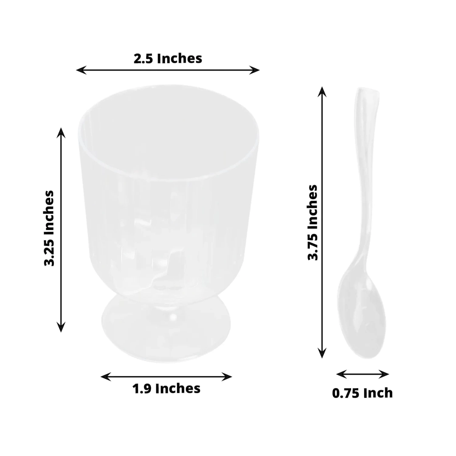 24 Clear 5 Oz Disposable Ribbed Round Plastic Dessert Cups With Spoon Set - Image 4