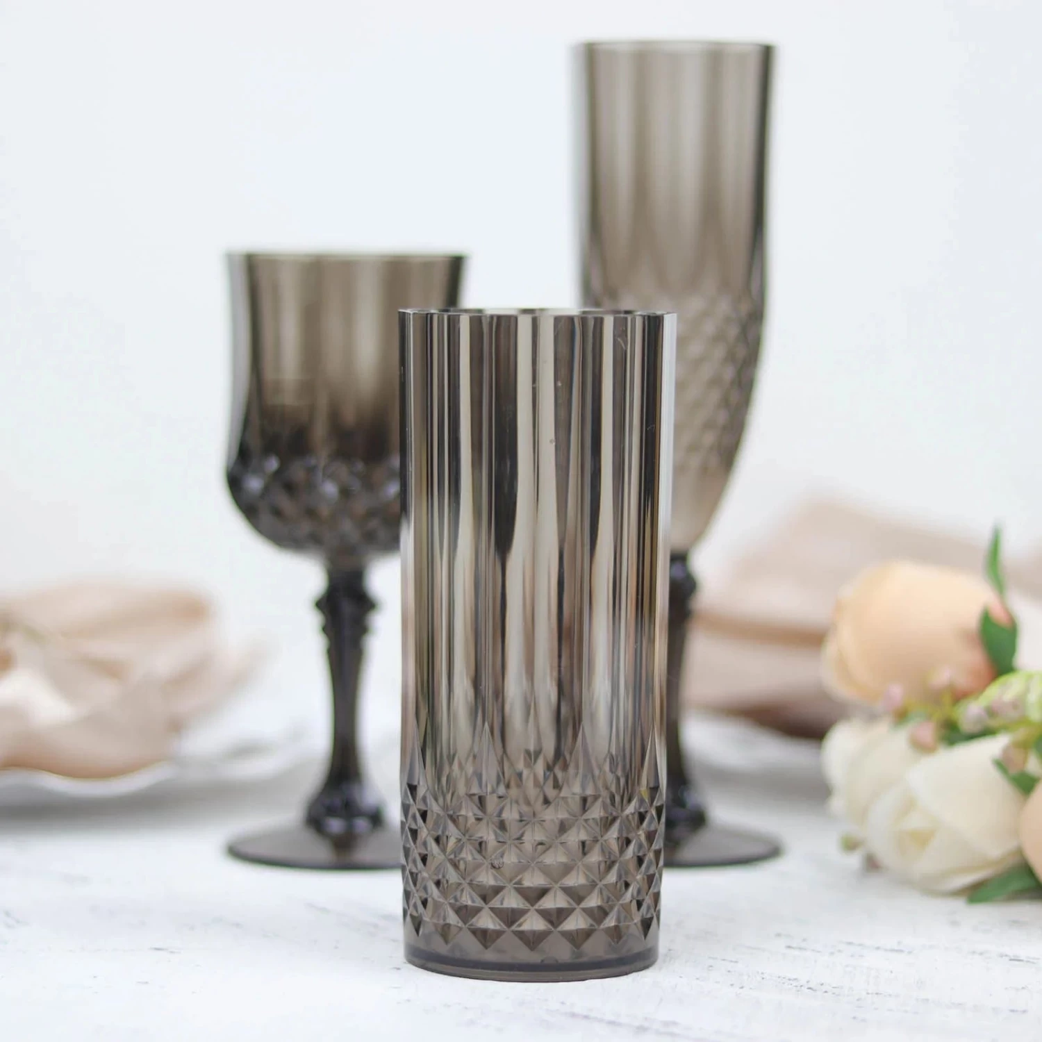 6 Crystal 14 Oz Plastic Disposable Drinking Glasses - Image 14