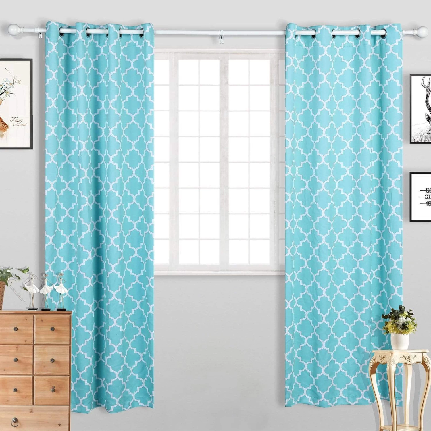 42-126 In Long Adjustable Metal Curtain Rod Set With Round Finials - Image 2