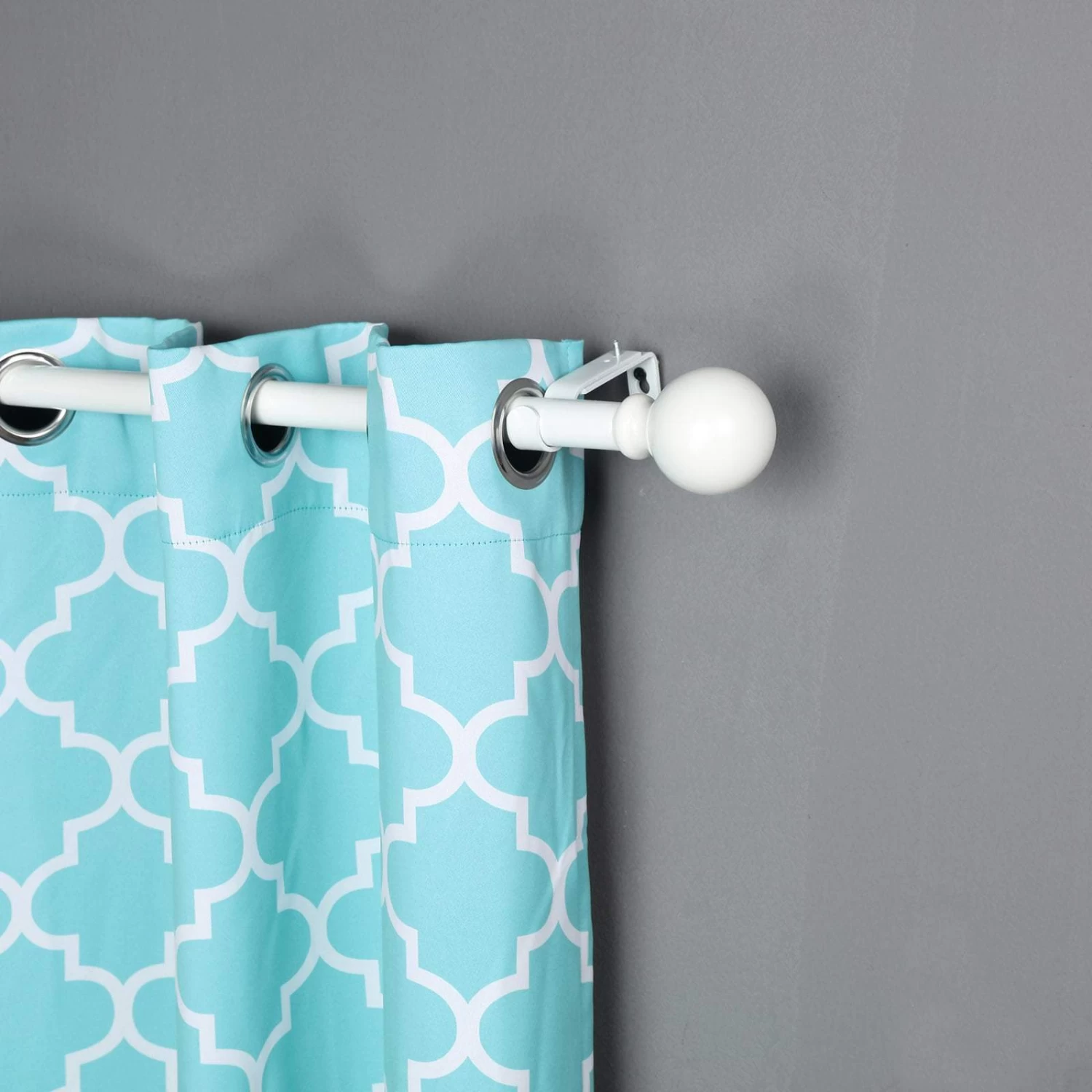 42-126 In Long Adjustable Metal Curtain Rod Set With Round Finials - Image 10