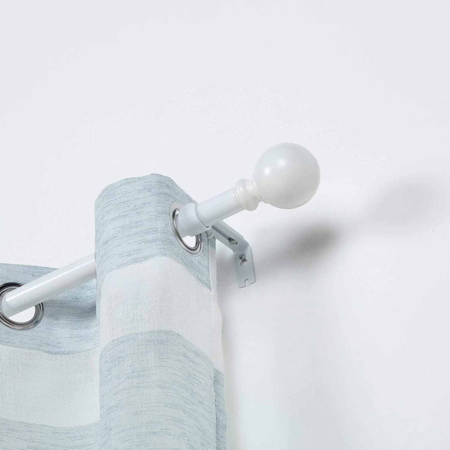 42-126 In Long Adjustable Metal Curtain Rod Set With Round Finials - Image 11