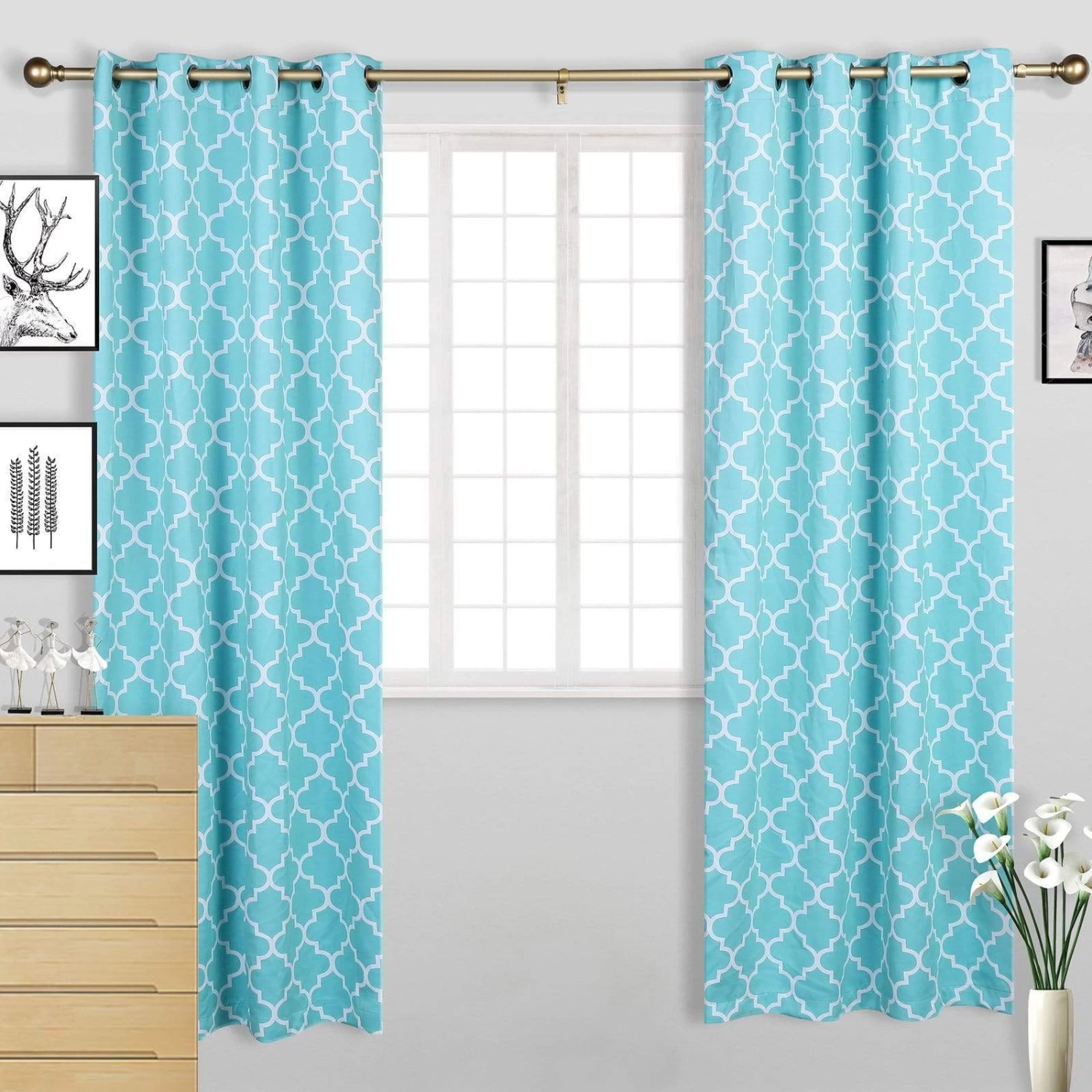 42-126 In Long Adjustable Metal Curtain Rod Set With Round Finials - Image 13