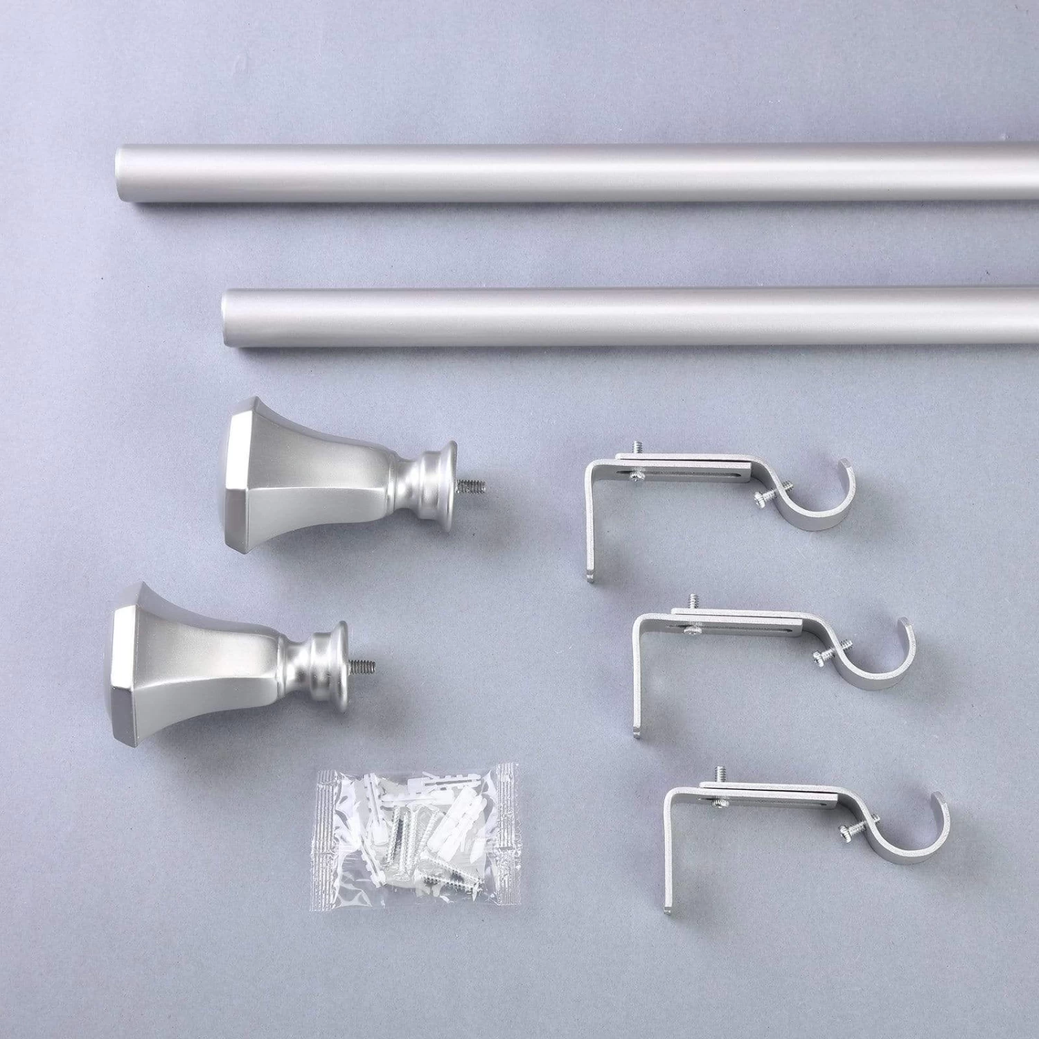 42-126 In Long Adjustable Metal Curtain Rod Set With Teardrop Finials - Image 3