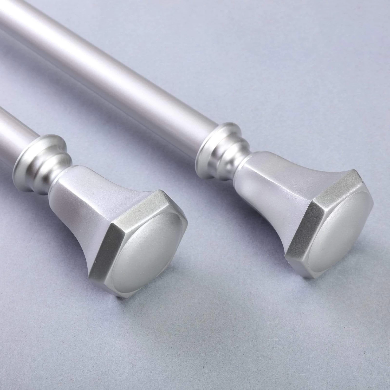 42-126 In Long Adjustable Metal Curtain Rod Set With Teardrop Finials - Image 6
