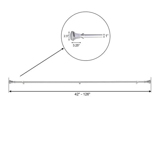 42-126 In Long Adjustable Metal Curtain Rod Set With Teardrop Finials - Image 10