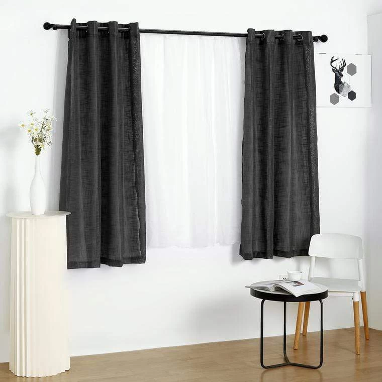 2 Pcs 52x64 In Faux Linen Curtains With Chrome Grommets - Image 10