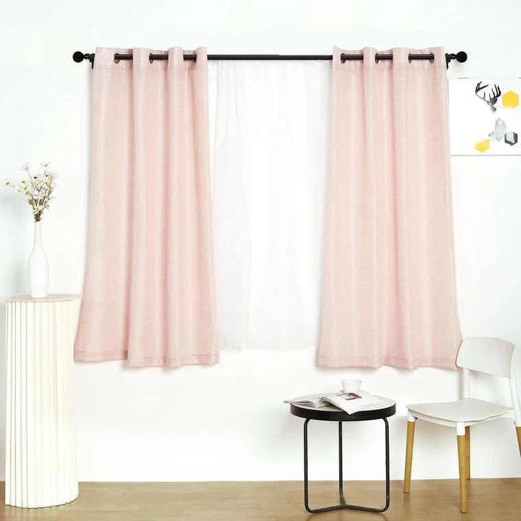 2 Pcs 52x64 In Faux Linen Curtains With Chrome Grommets - Image 12