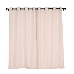 2 Pcs 52x84 In Faux Linen Curtains With Chrome Grommets