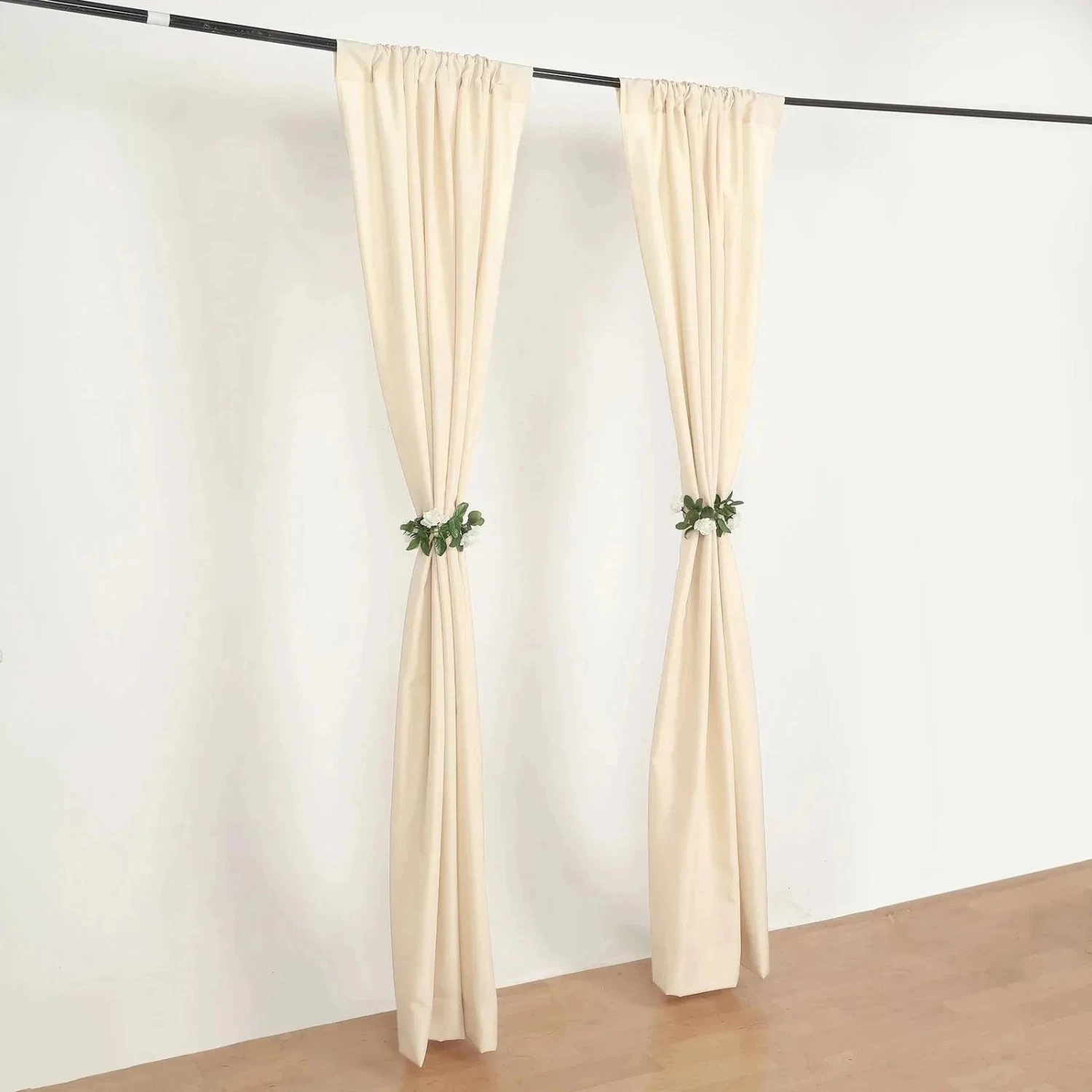 2 Panels 8 Feet Polyester Drapery Backdrop Curtains With Rod Pockets - Image 6