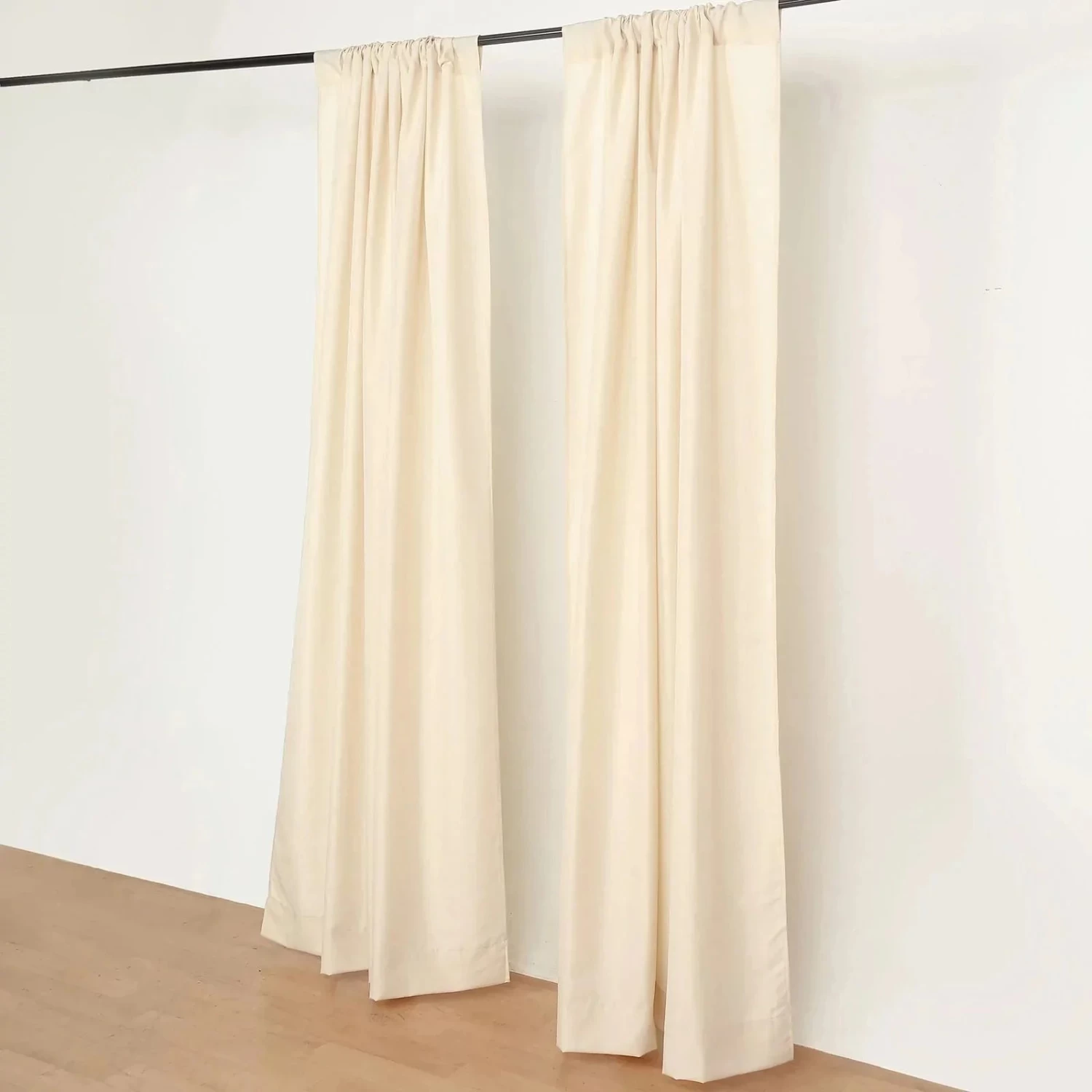 2 Panels 8 Feet Polyester Drapery Backdrop Curtains With Rod Pockets - Image 4