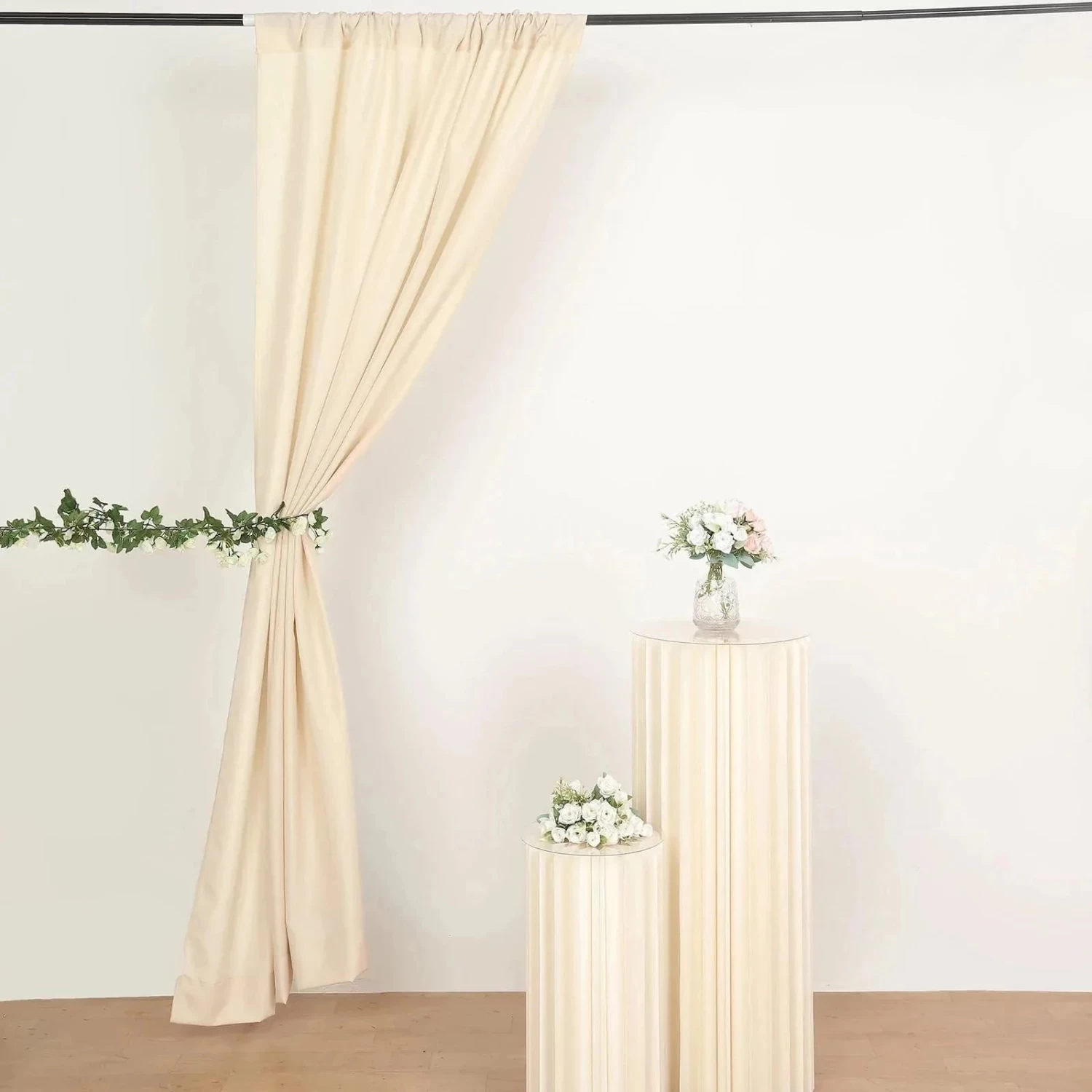2 Panels 8 Feet Polyester Drapery Backdrop Curtains With Rod Pockets - Image 5