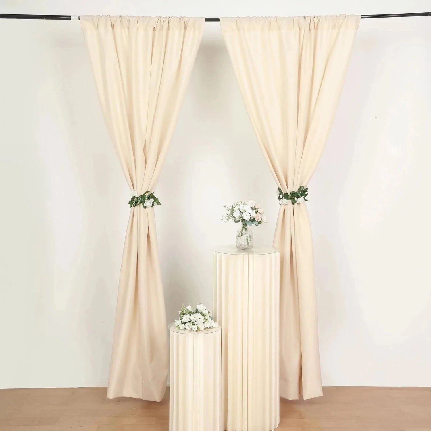 2 Panels 8 Feet Polyester Drapery Backdrop Curtains With Rod Pockets - Image 2