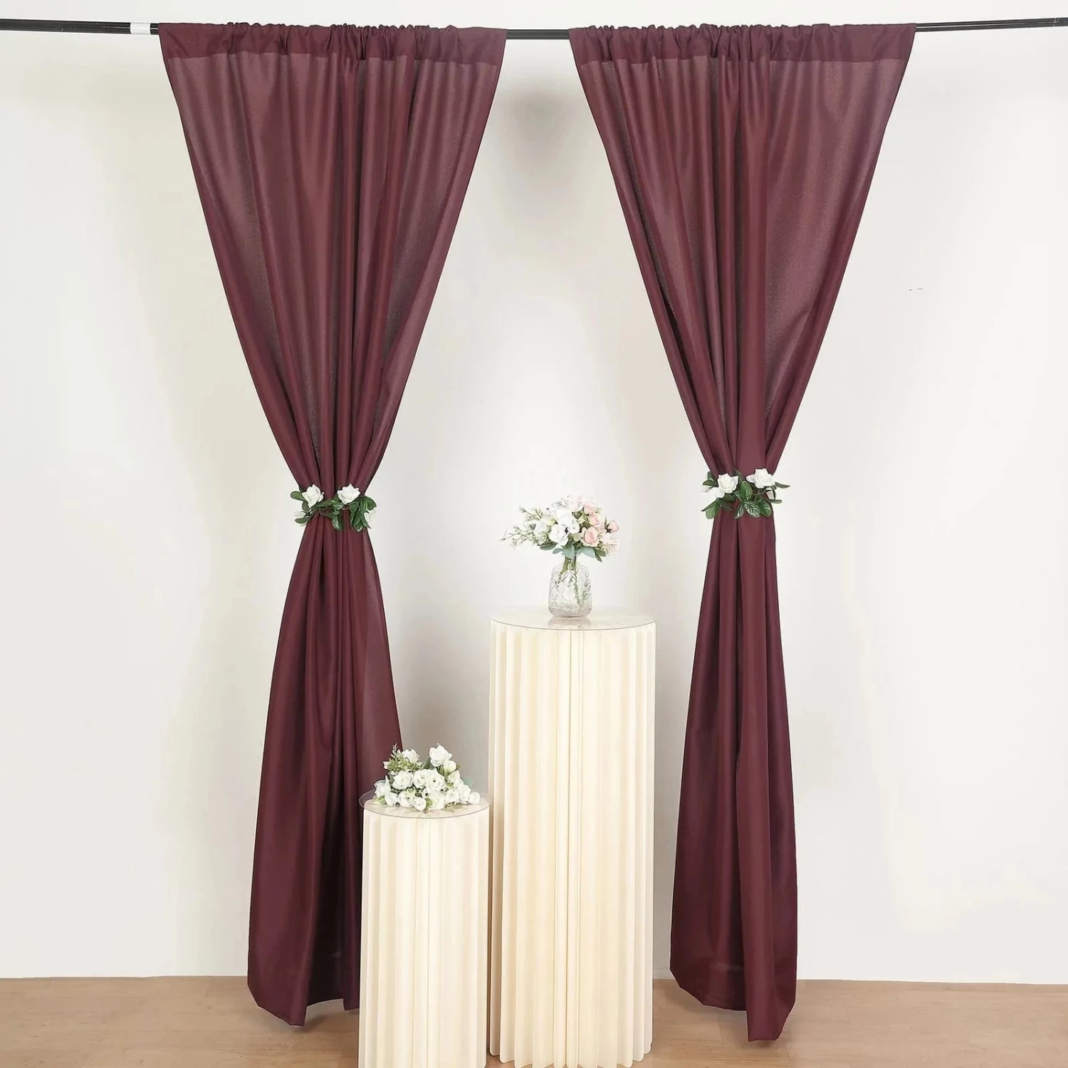 2 Panels 8 Feet Polyester Drapery Backdrop Curtains With Rod Pockets - Image 20
