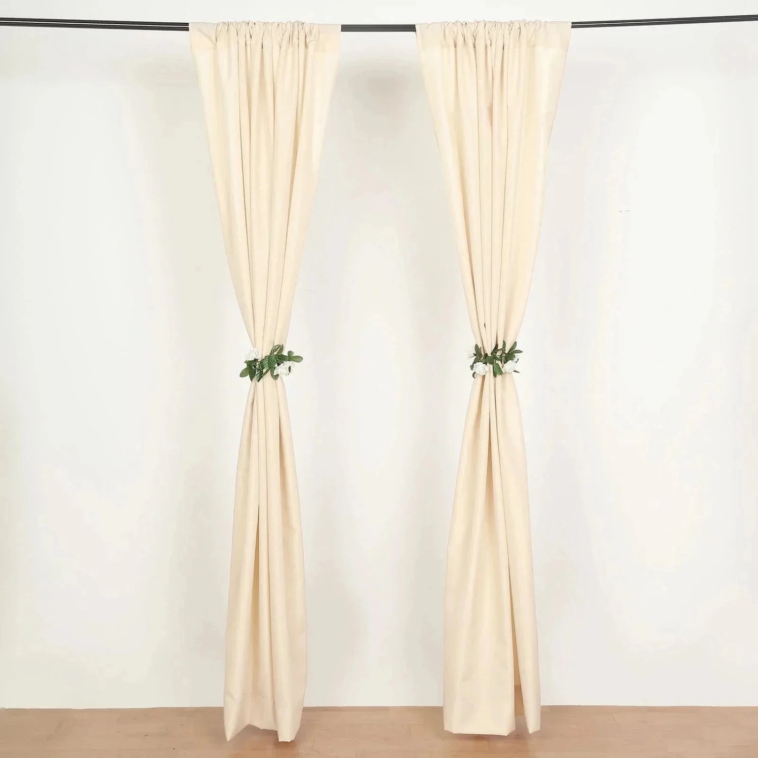 2 Panels 8 Feet Polyester Drapery Backdrop Curtains With Rod Pockets
