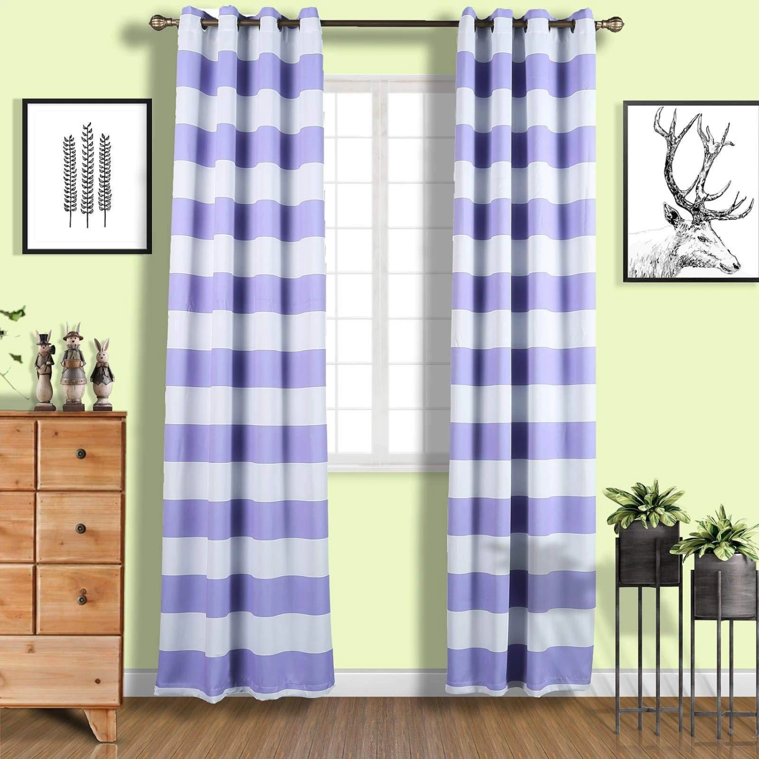 2 Pcs 52" X 108" Cabana Stripe Blackout Window Curtains Drapes Panels With Grommet Top - Image 5