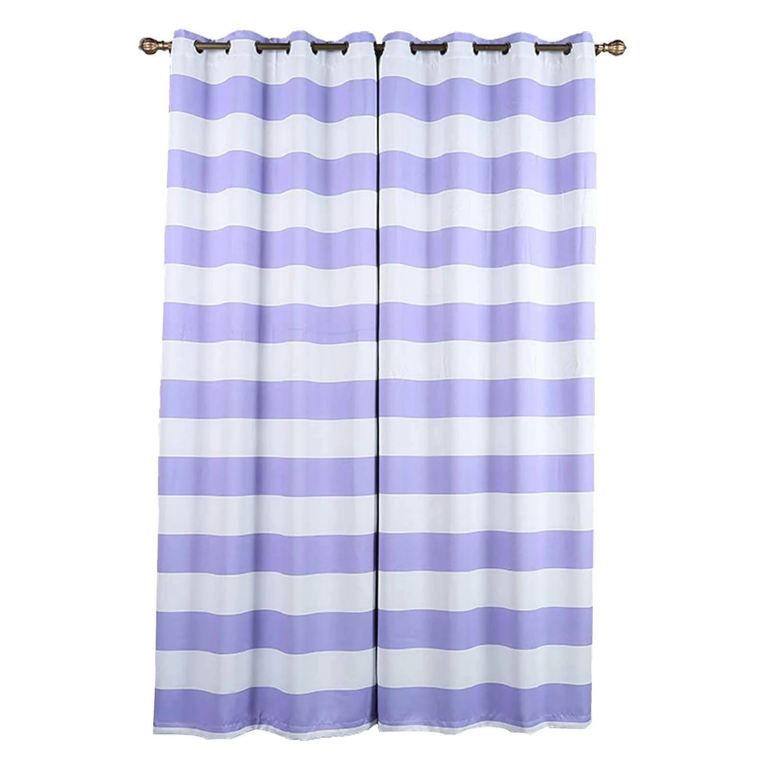 2 Pcs 52" X 108" Cabana Stripe Blackout Window Curtains Drapes Panels With Grommet Top - Image 6