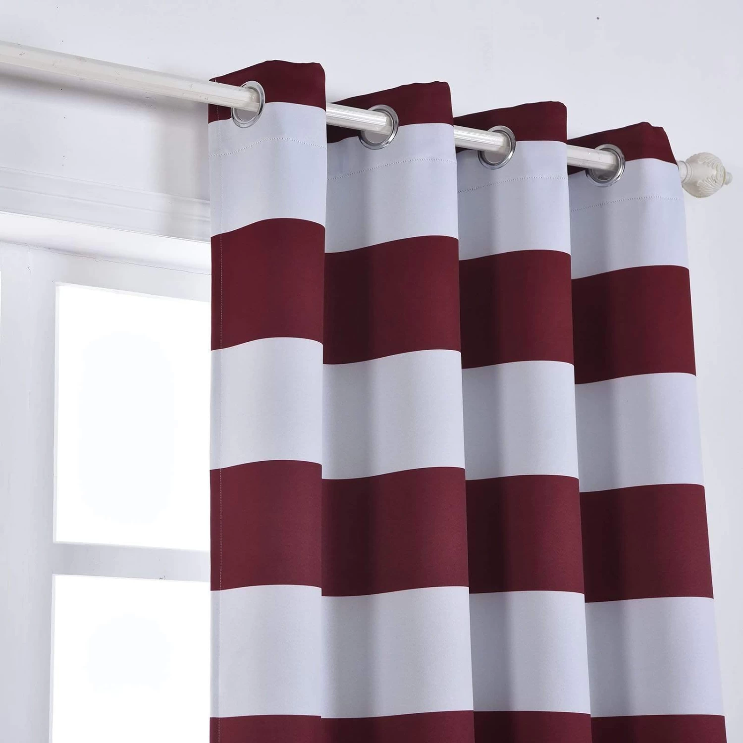 2 Pcs 52" X 108" Cabana Stripe Blackout Window Curtains Drapes Panels With Grommet Top - Image 14