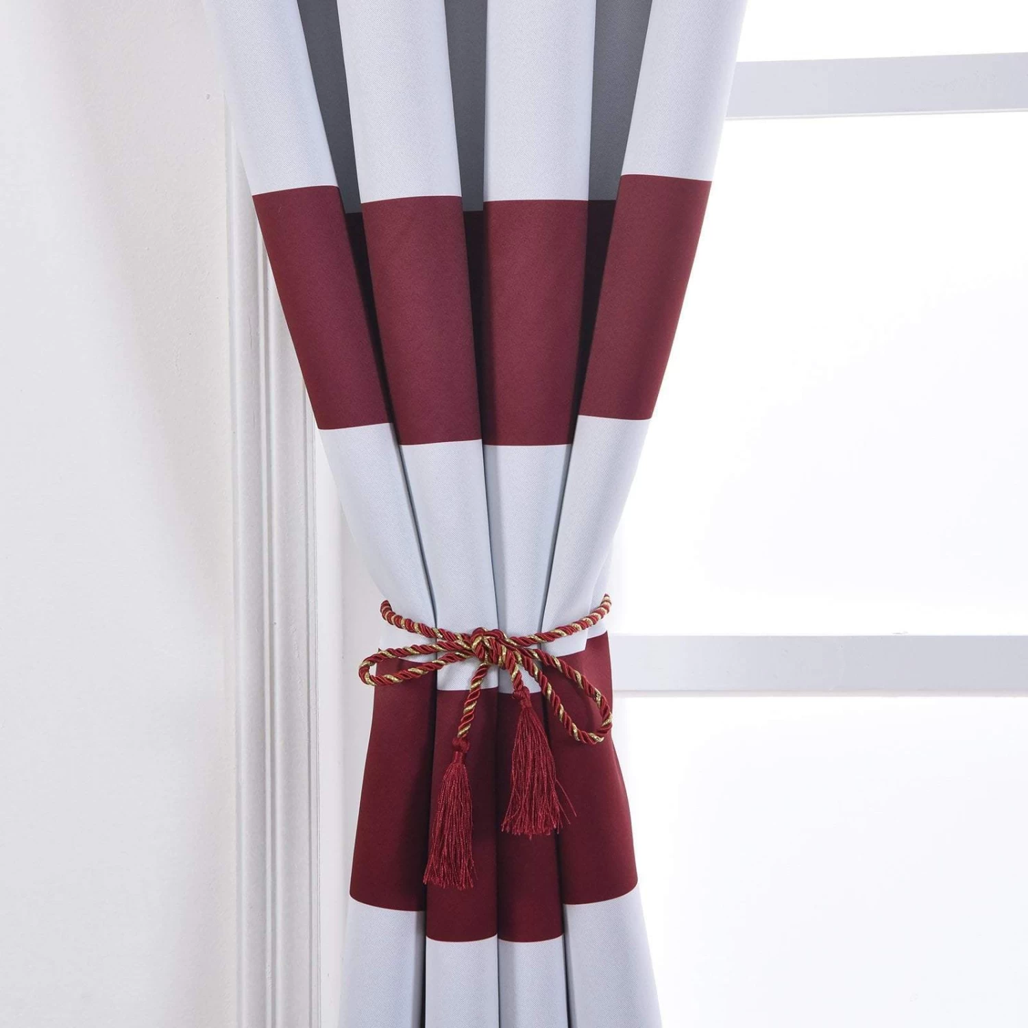2 Pcs 52" X 108" Cabana Stripe Blackout Window Curtains Drapes Panels With Grommet Top - Image 17