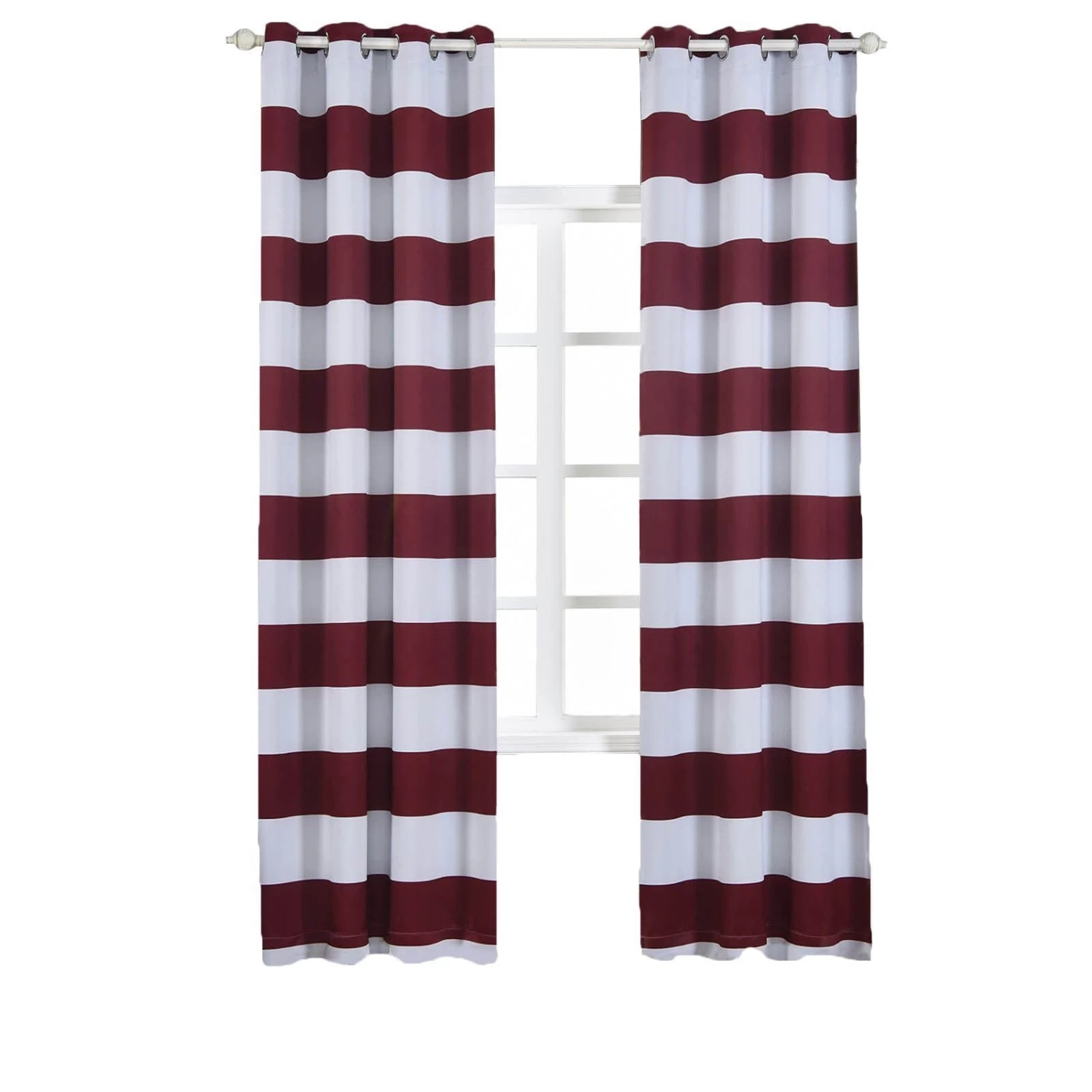 2 Pcs 52" X 108" Cabana Stripe Blackout Window Curtains Drapes Panels With Grommet Top - Image 18