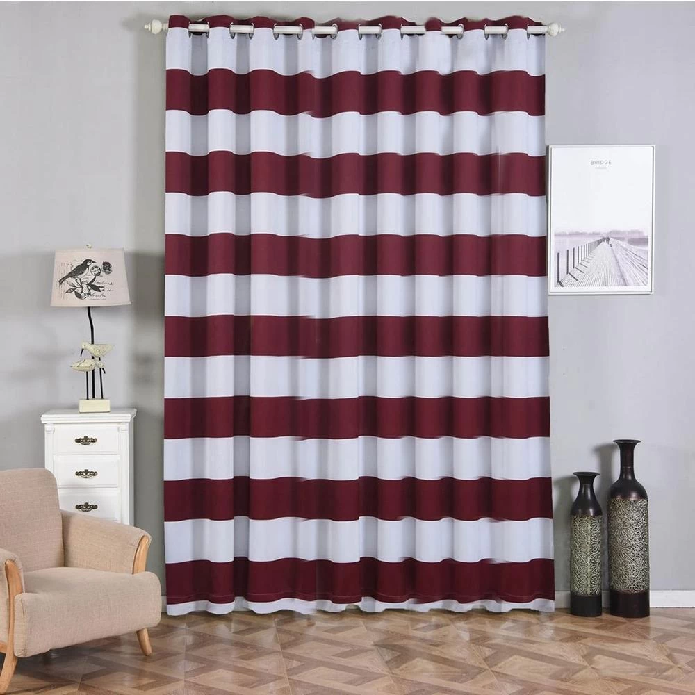 2 Pcs 52" X 108" Cabana Stripe Blackout Window Curtains Drapes Panels With Grommet Top - Image 9