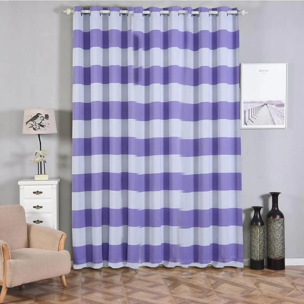 2 Pcs 52" X 108" Cabana Stripe Blackout Window Curtains Drapes Panels With Grommet Top
