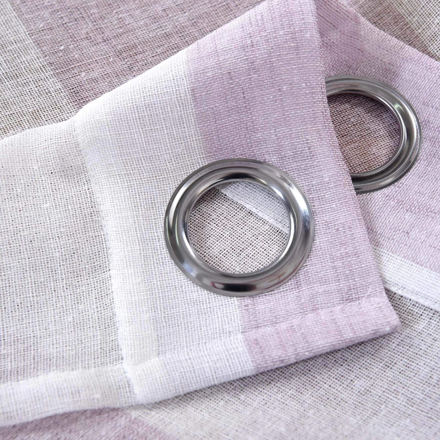 2 Pcs 52" X 108" Faux Linen Sheer Stripe Window Curtains Drapes Panels - Image 15