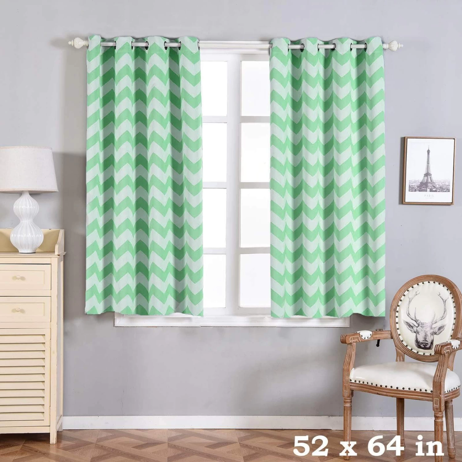 2 Pcs 52" X 64" Chevron Blackout Window Curtains Drapes Panels With Grommet Top - Image 5