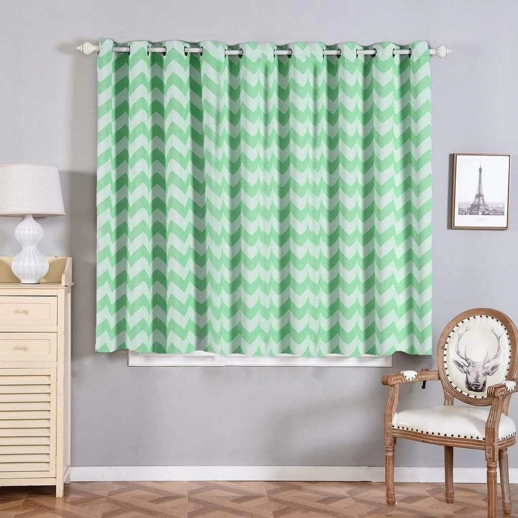 2 Pcs 52" X 64" Chevron Blackout Window Curtains Drapes Panels With Grommet Top